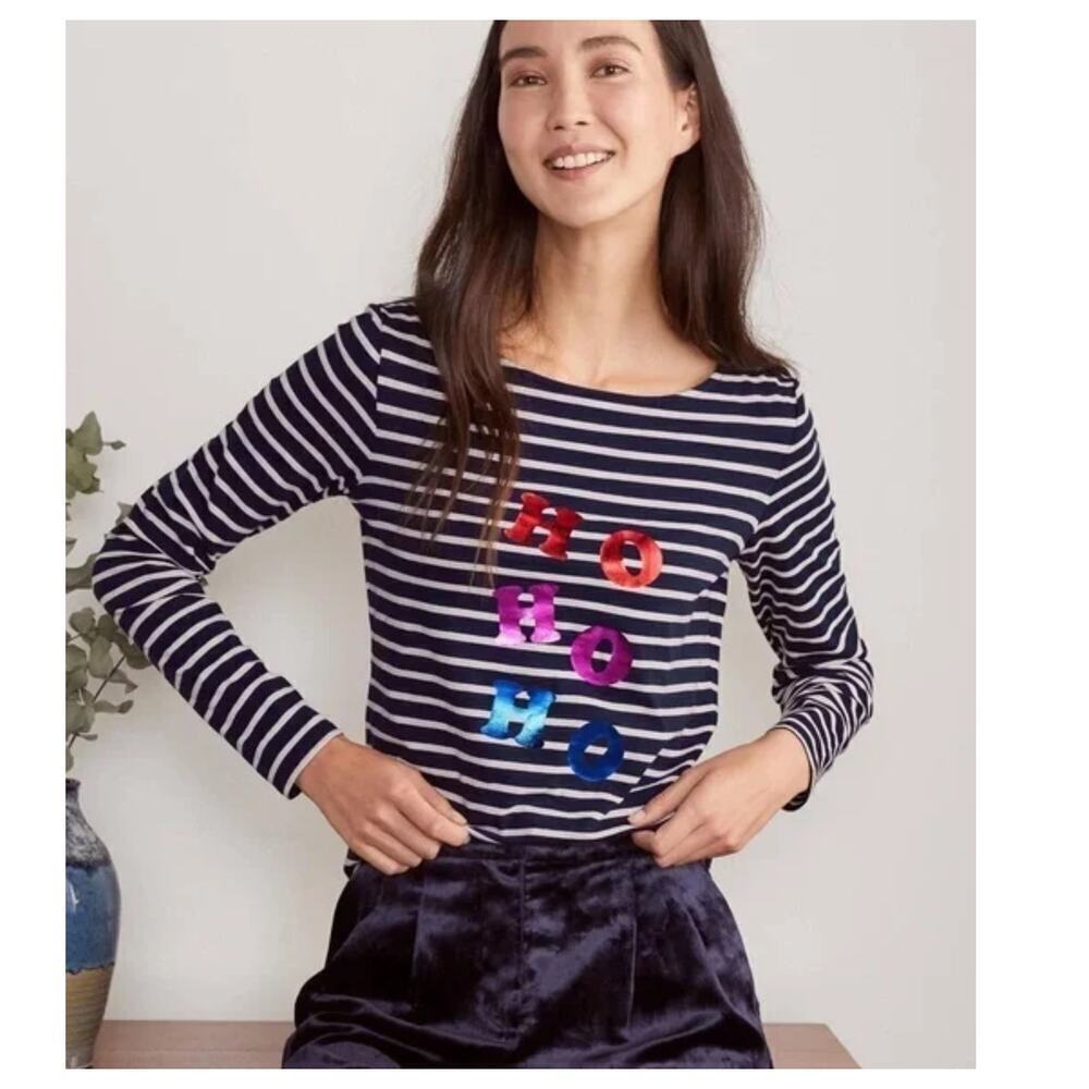 Boden Christmas Brenton Long Sleeve Ho Ho Ho Shirt Size US/6